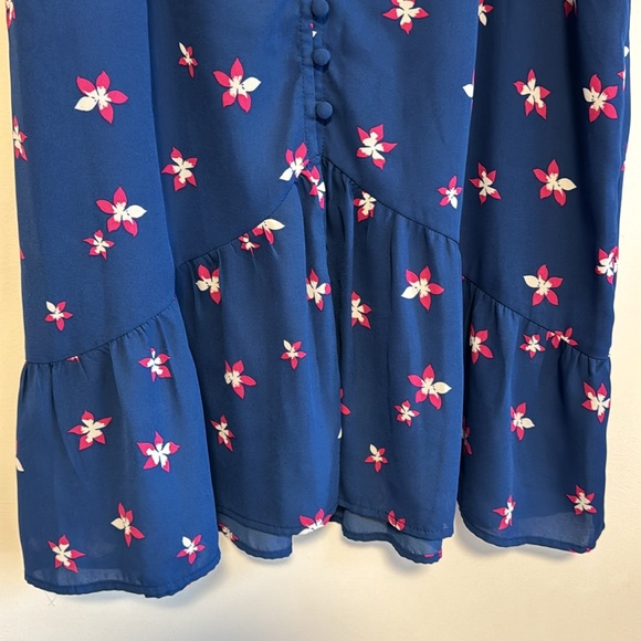 NWT aqua floral print midi skirt blue s small - Picture 4 of 7